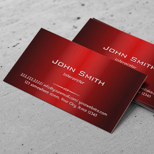 Professional Red Metal Interpreter Business Card
