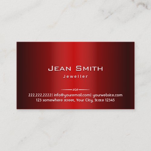 Professional Red Metal Jewellery Business Card
