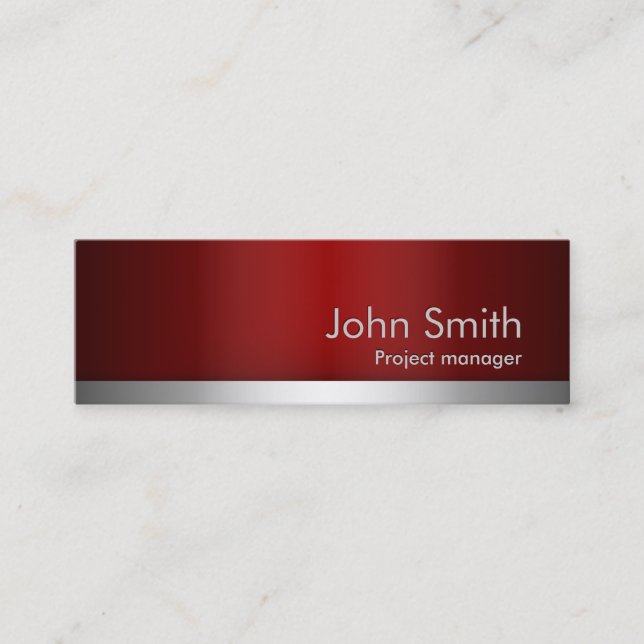 Professional Red Metal Mini Business Card (Front)