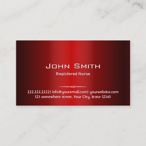 Customizable Professional Red Metal Nurse Business Card