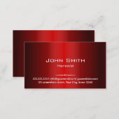Professional Red Metal Pharmacist Business Card (Front/Back)