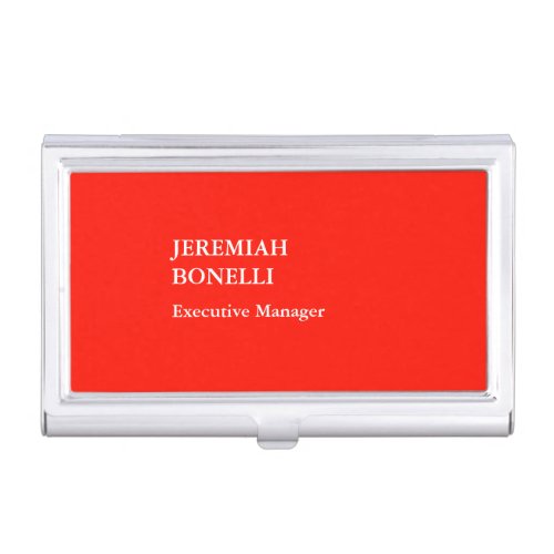 Professional red minimalist modern business card case