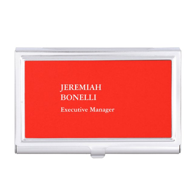 Professional red minimalist modern business card case (Front)