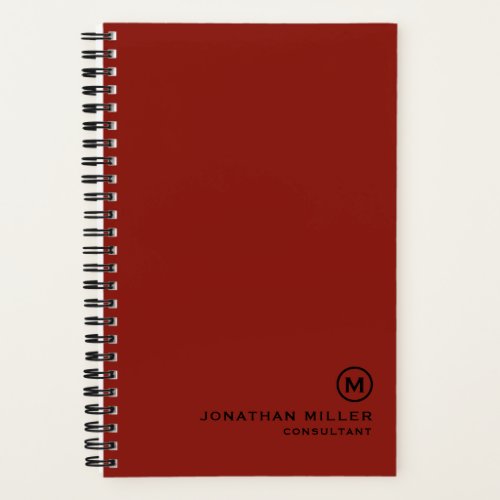 Professional Red Monogram 55 x 85 Spiral Notebook