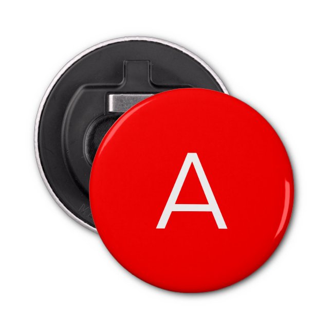 Professional red monogram initial letter bottle opener (Front)