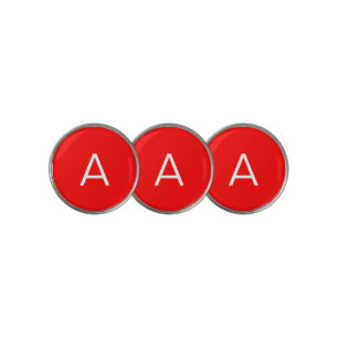Professional red monogram initial letter golf ball marker