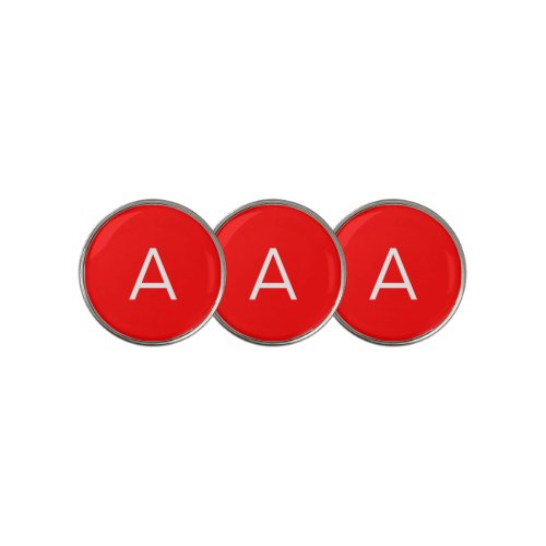 Professional red monogram initial letter golf ball marker