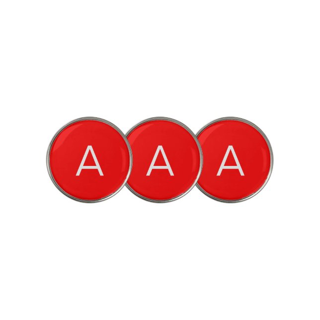 Professional red monogram initial letter golf ball marker (3 Up)