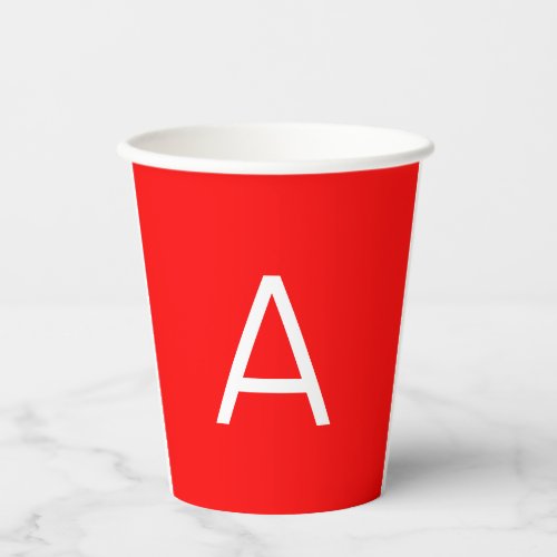 Professional red monogram initial letter paper cups