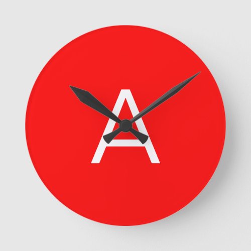 Professional red monogram initial letter round clock