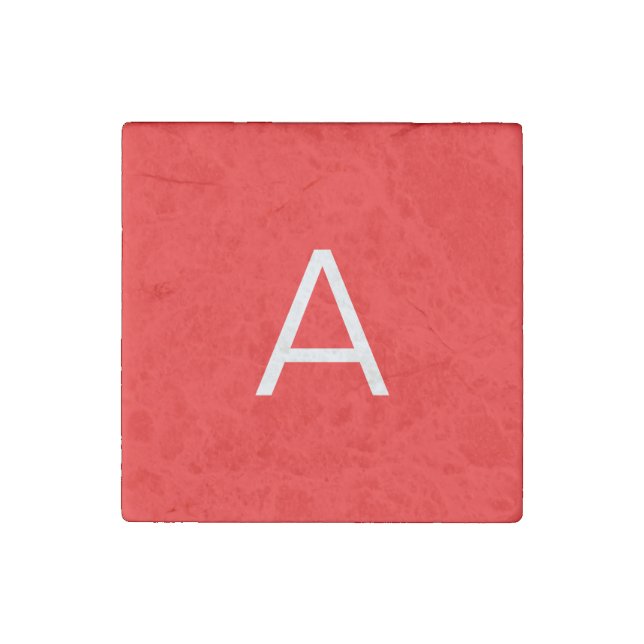 Professional red monogram initial letter stone magnet (Front)