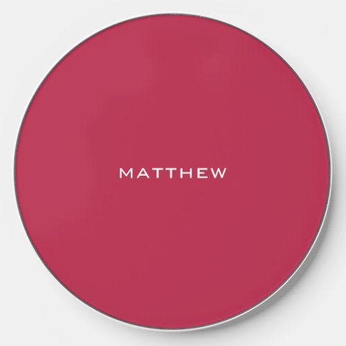 Professional Red Monogram Name Wireless Charger