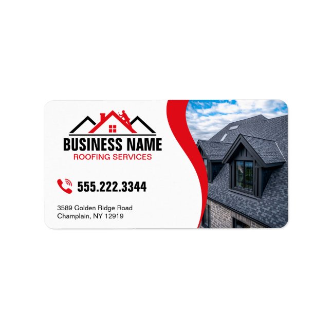 Professional Red Roofing Services Label (Front)