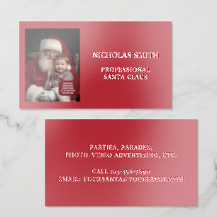 Professional Red Santa Claus Photo Raised Spot UV Business Card