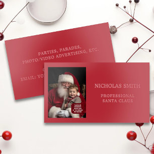 Professional Red Santa Claus Photo Raised Spot UV Business Card