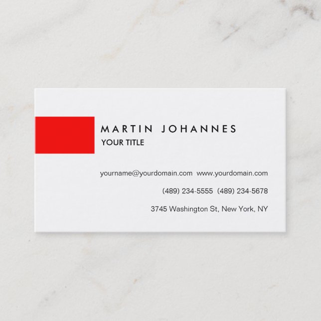 Professional Red White Customize Business Card (Front)