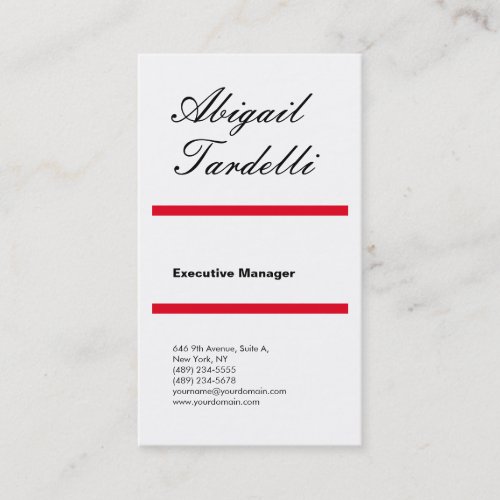 Professional red white minimalist classical business card