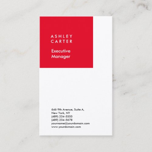 Professional red white minimalist modern business card