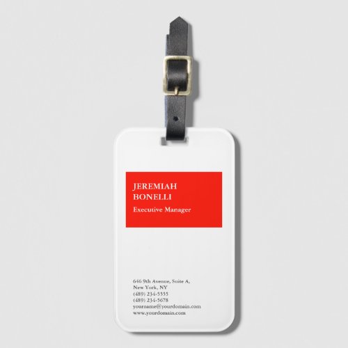 Professional red white minimalist modern luggage tag