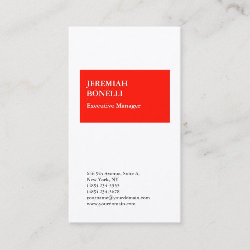 Professional red white minimalist premium silk business card