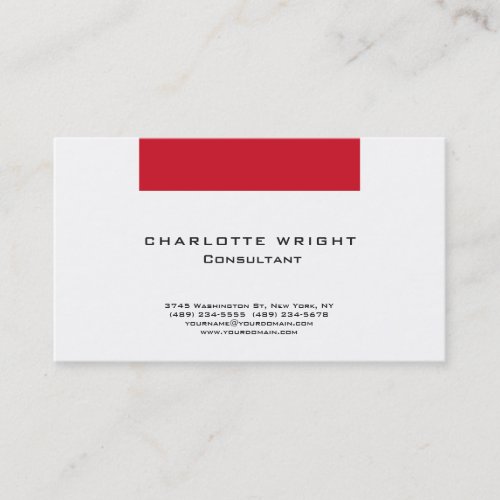 Professional Red White Modern Minimalist Design Business Card