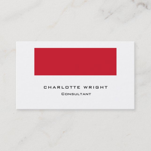 Professional Red White Modern Minimalist Trendy Business Card (Front)
