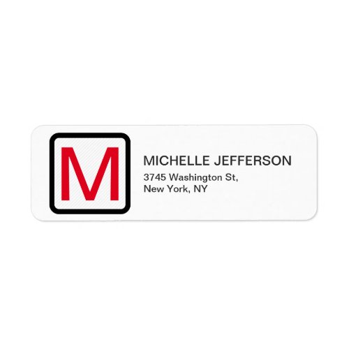 Professional Red White Monogram Modern Plain Label
