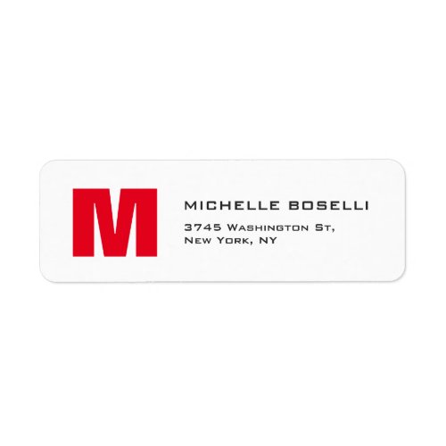 Professional Red White Monogram Modern Unique Label