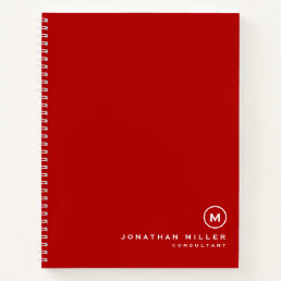 Professional Red White Monogram Notebook