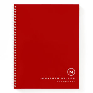 Professional Red White Monogram Notebook