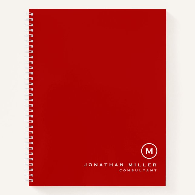 Professional Red White Monogram Notebook (Front)