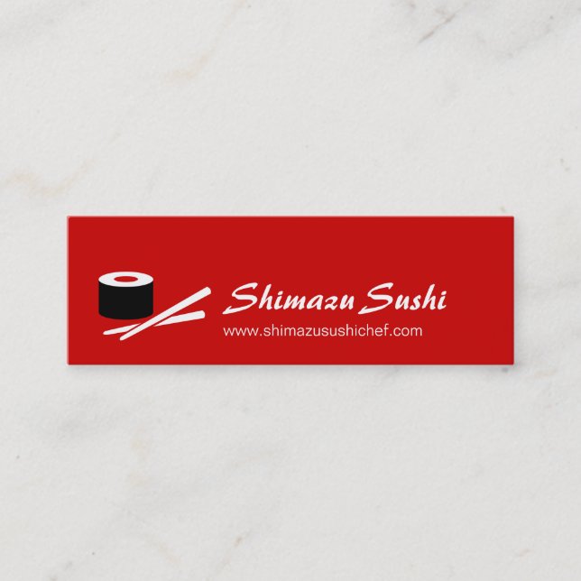 Professional red white sushi chef business card (Front)