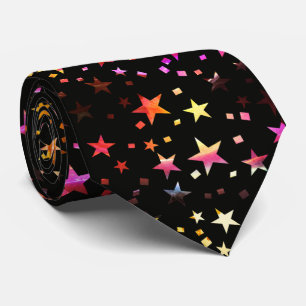 Professional Red Yellow Gold Stars Black Neck Tie