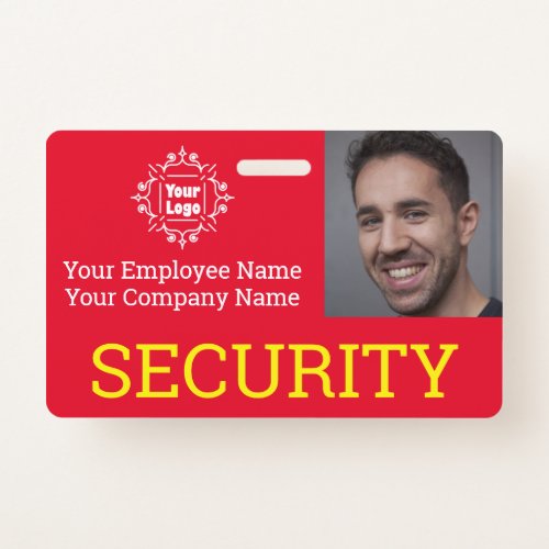 Professional Red  Yellow Security Guard Photo ID Badge
