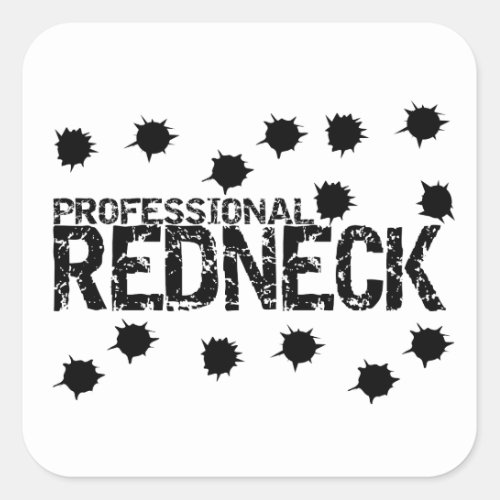 Professional Redneck Bullet Hole Square Sticker