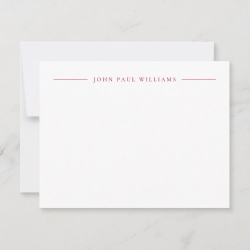 Professional Refined Modern Center Name Burgundy Note Card