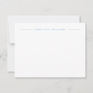 Professional Refined Modern Center Name Dusty Blue Note Card
