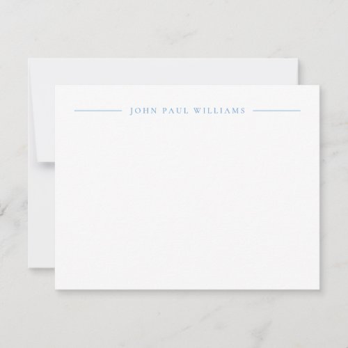 Professional Refined Modern Center Name Dusty Blue Note Card