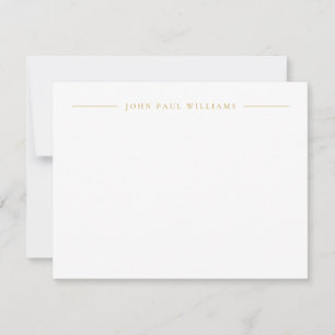 Professional Refined Modern Center Name Faux Gold Note Card