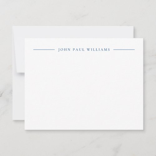 Professional Refined Modern Center Name Navy Blue Note Card
