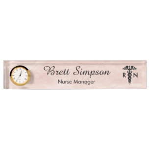 Professional Registered Nurse Elegant Pink Desk Name Plate