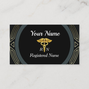Professional Registered Nurse Gold and Black Business Card