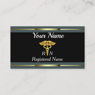 Professional Registered Nurse Gold and Black Business Card
