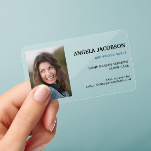 Professional Registered Nurse Photo Clear Business Cards
