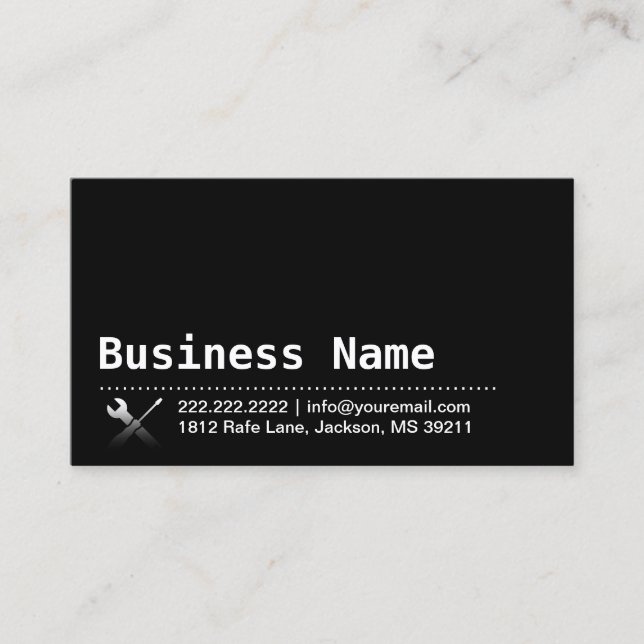 Professional Repair Handyman Plain Black Business Card (Front)