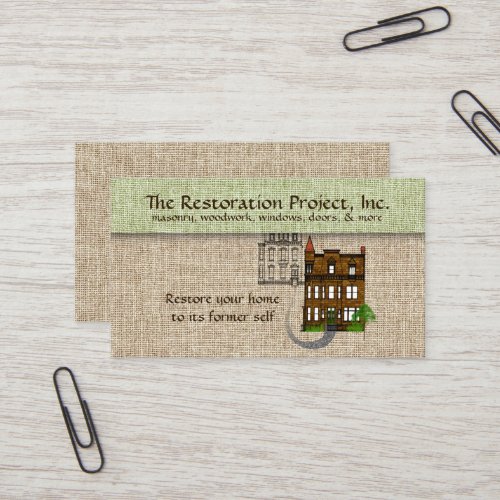 Professional Restoration Preservation Masonry Business Card