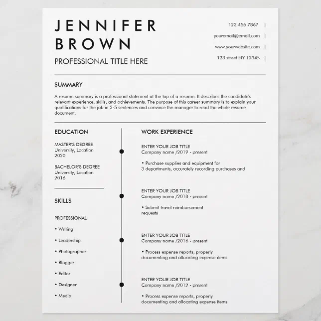 Professional resume template modern cv | Zazzle