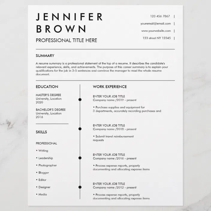 Eerbetoon Woedend Republikeinse partij Professional resume template modern cv | Zazzle.com