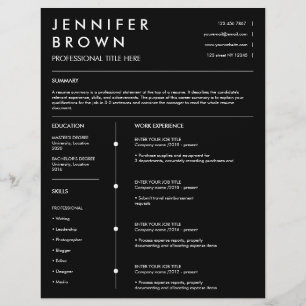 Professional resume template modern cv black