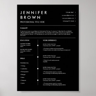 Professional resume template modern cv digital poster